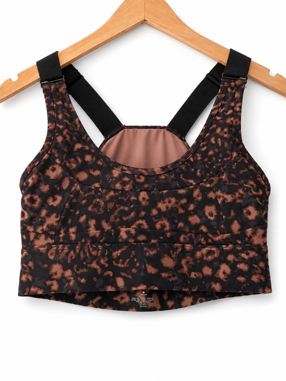 Varley Edris Brown Leopard Print Longline Sports Bra Workout Top Sz S